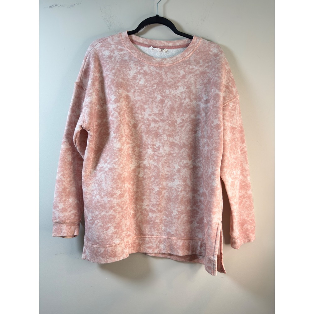 Hippie Rose Sweatshirt Pink Acid Wash Cloud Pullover Women Large